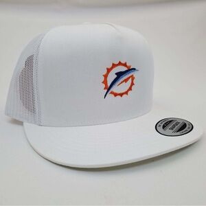 Miami Dolphins Flat Bill Trucker Mesh Snapback White Oliver Anthony Music